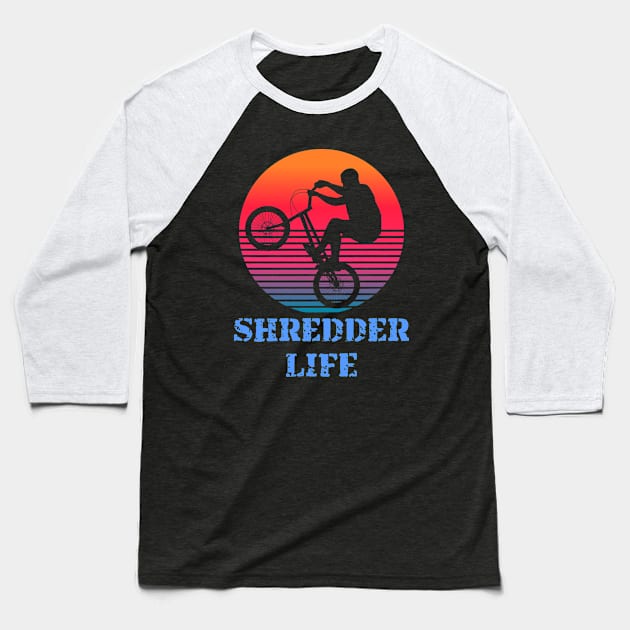 Shredder Life BMX retro sunset Baseball T-Shirt by Geoji 